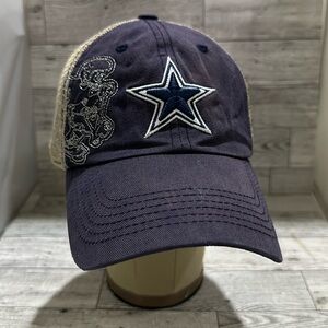 Dallas cowboys blue sparkling distressed trucker baseball cap hat